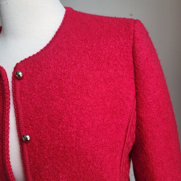 Vintage Jos. A. Bank Clothiers Pure Red Virgin Wool Silver Button Jacket Size 12 - Picture 4 of 16